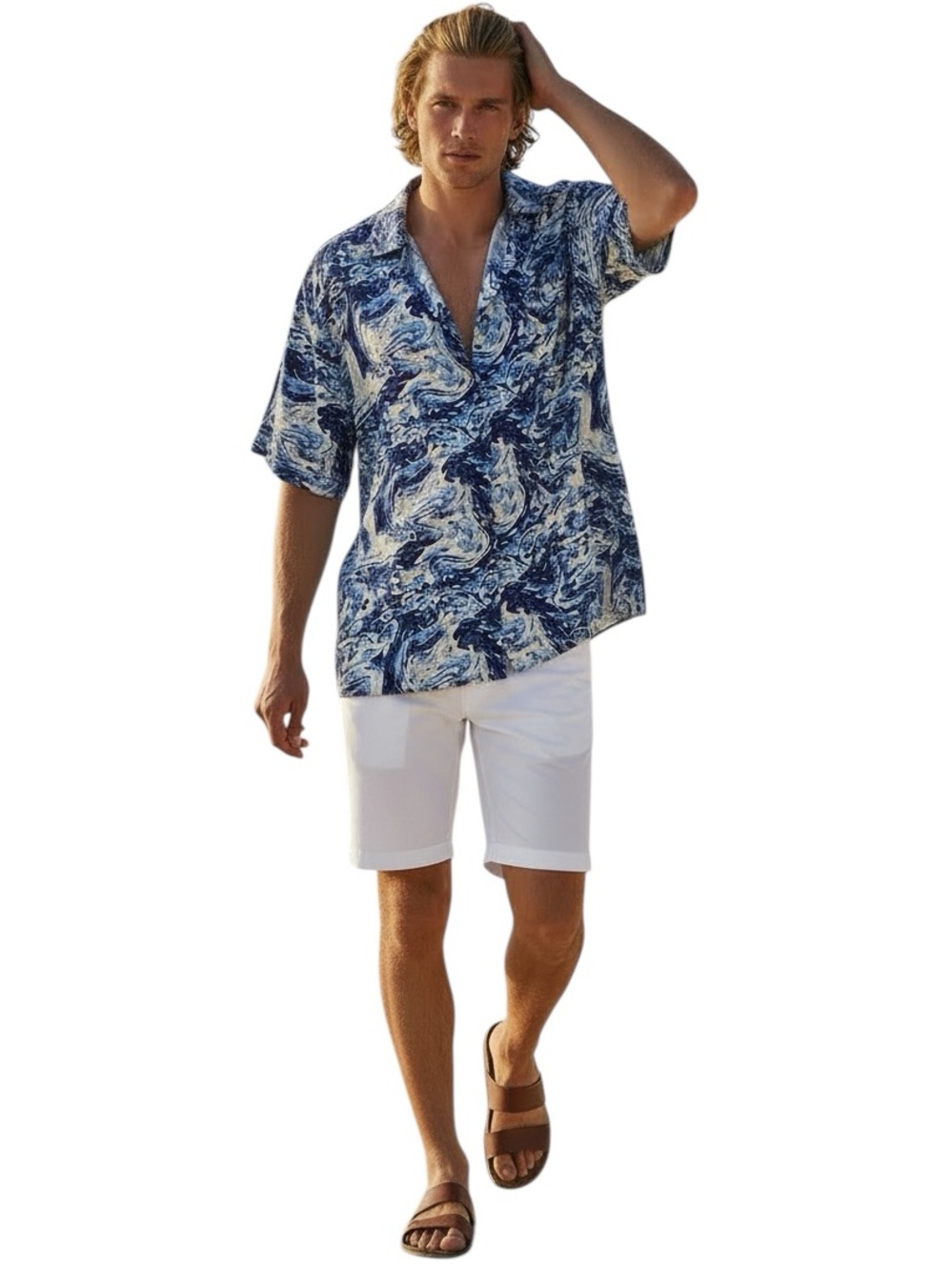 NWT Wildfang ‘The Essential’ Short Sleeve Button Up Shirt in Blue/White Size M